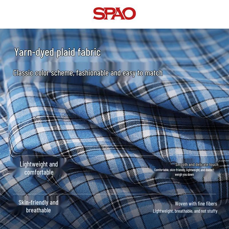 Унисекс клетчатая рубашка с коротким рукавом SPAO