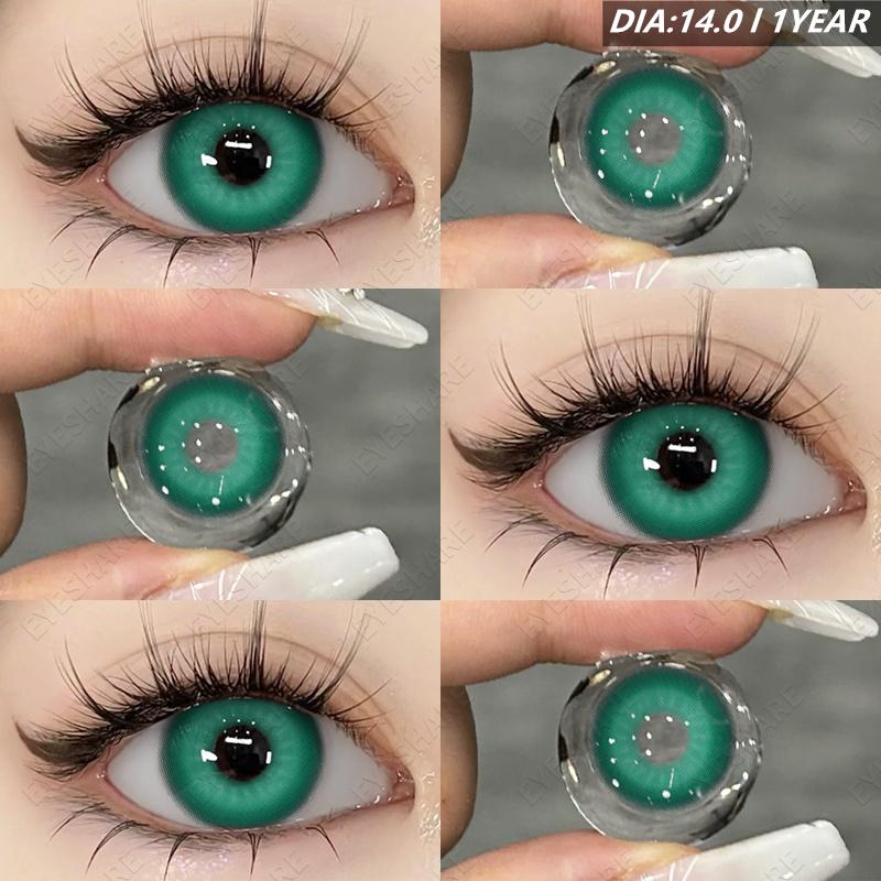 Eyeshare Various Styles of Colored Contact Lenses, Sweet and Cute Pink Contact Lenses, Gentle and Smart Blue and Gray Lenses, 2 Pieces/Pair Per Year