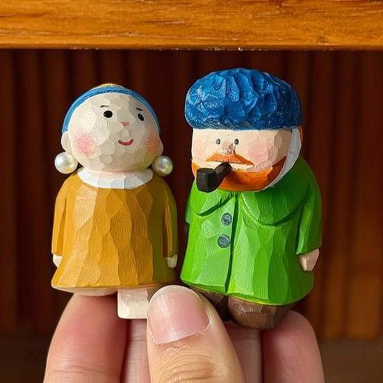 Ручная резьба Художественная фигурка Картина Персонаж Фигурка Маленькая деревянная Масляная Коллекционная Ручная работа Резьба