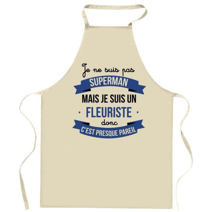 Tablier de cuisine - Planetee - Fleuriste Superhéros - Coton résistant - Liens ajustables