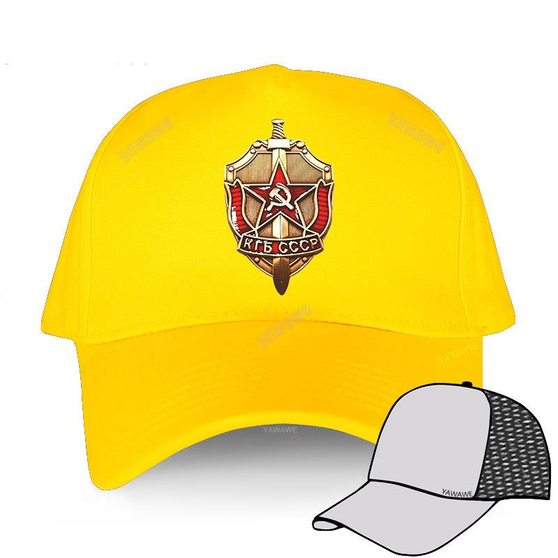 New Arrival Short Visor Hat Men Yawawe Caps KGB Badge CCCP Russian Russia Hip-hop Baseball Cap Cotton Women Summer Hats