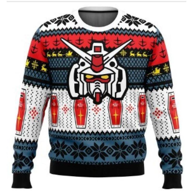 Осень-зима 3D Рождество Аниме принт Повседневный мужской свободный безголовый круглый вырез толстовка пуловеры и длинные рукава