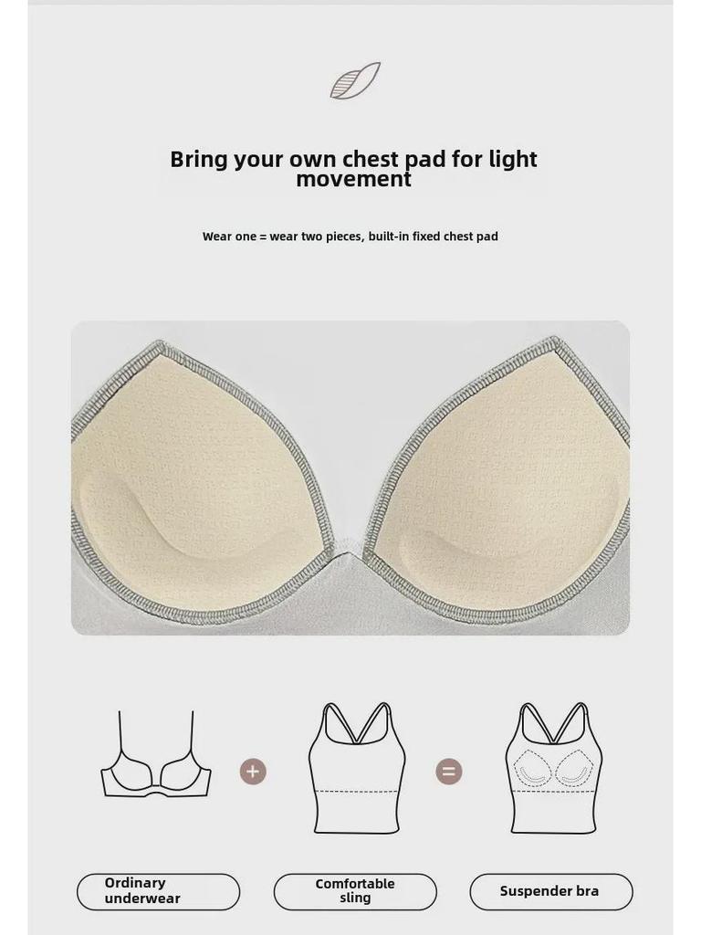 Женский спортивный бюстгальтер с тонкими бретелями и накладкой на грудь - майка для йоги и фитнеса