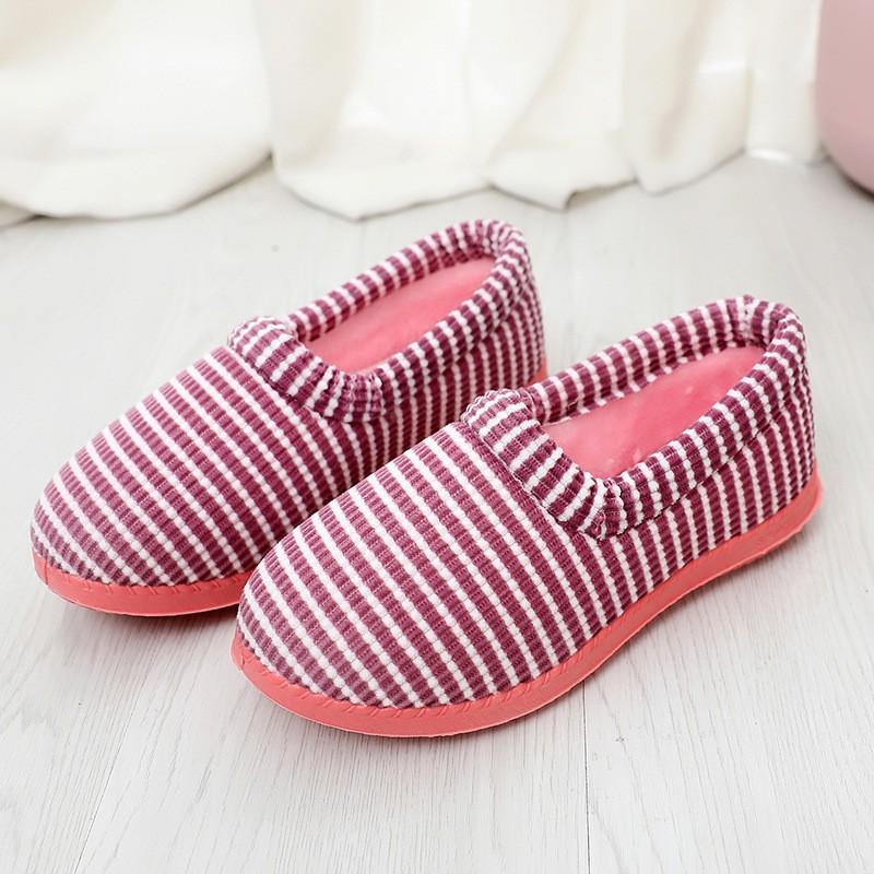 Womens Winter Indoor Slippers Cotton Low-Heel Warm Fuzzy House Shoes Comfortable Slip-On Home Maternity Use