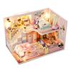 CUTEROOM DIY Wooden Dollhouse Kit with Floral Motif, Handmade Miniature House with LED Lights and Music Box, Perfect Gift (M026)