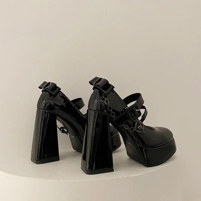 Новые массивные французские водонепроницаемые туфли-лодочки на платформе Мэри Джейн для женщин, модные пикантные каблуки 12 см