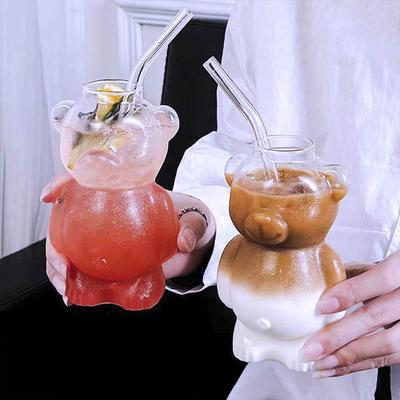Стеклянная Кружка-Медведь Кофейная Водяная Кружка Соковая Кружка Кружка для Молочного Чая Милая Мультяшная Стеклянная Кружка для Напитков