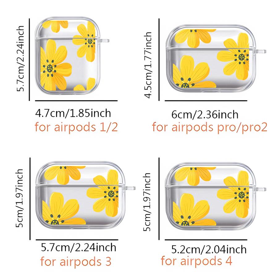 Прозрачные чехлы для наушников Чехол-крышка Для Airpods Pro3 3 4 Pro 2 Pro2 1 Синие Желтые Цветы