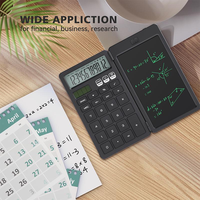 Upgraded Basic Calculator with 6.5 Inch Notepad Standard Calculator Pocket 12 Digits Function 2 In 1 Portable for School Office