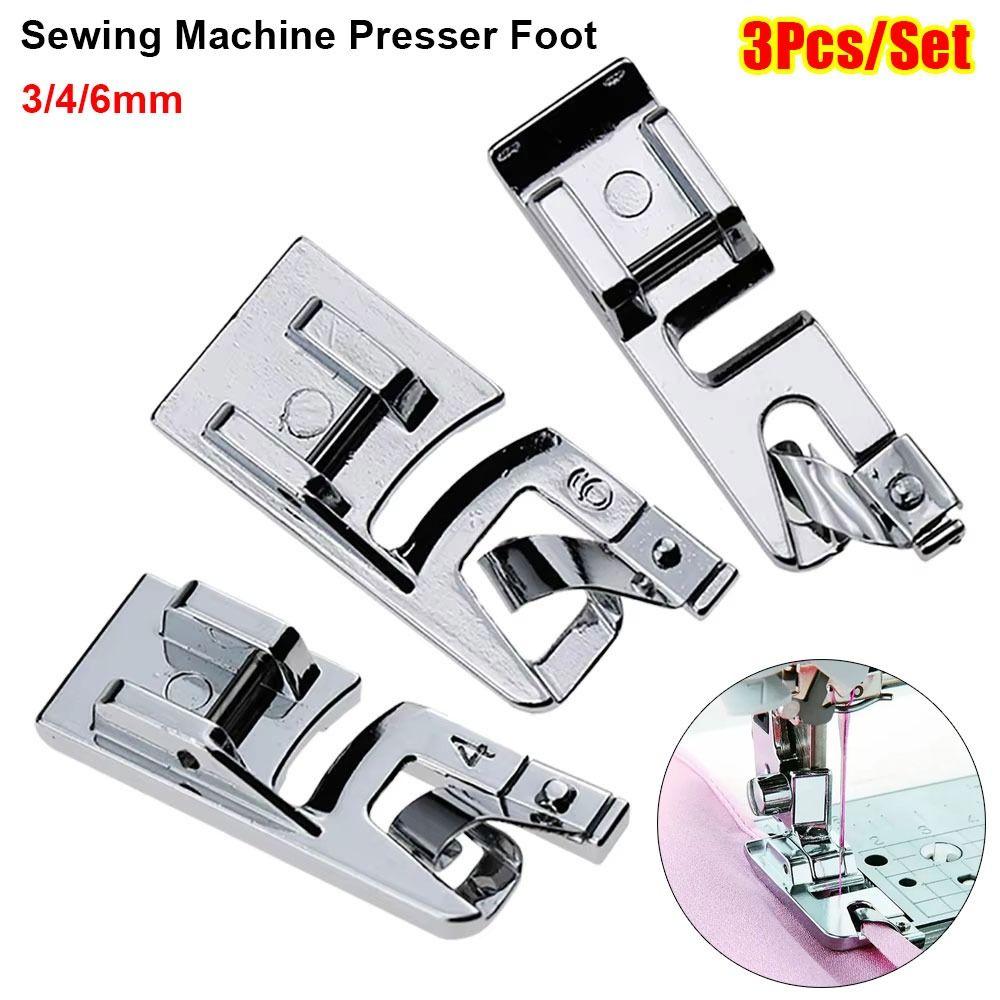 3Pcs/Set Narrow Rolled Hem Sewing Machine Presser Foot  for Household Multi-Function Sewing Machines