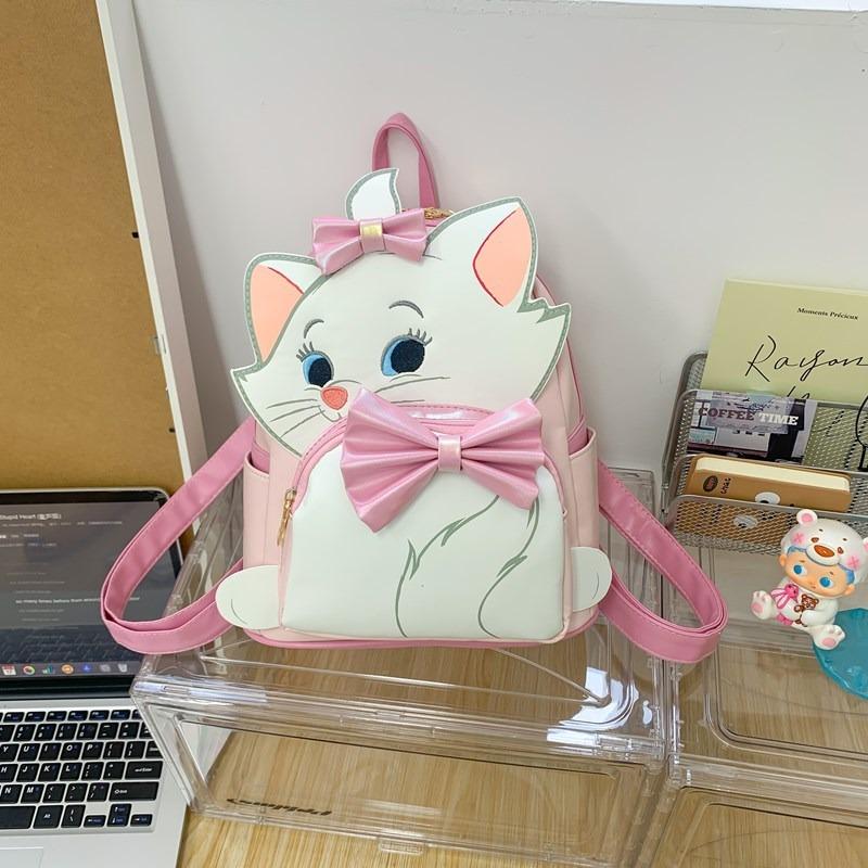 Cartoon White Bow Kitten Cartoon Backpack New Girl Heart Sweet Girl Cute Portable Backpack