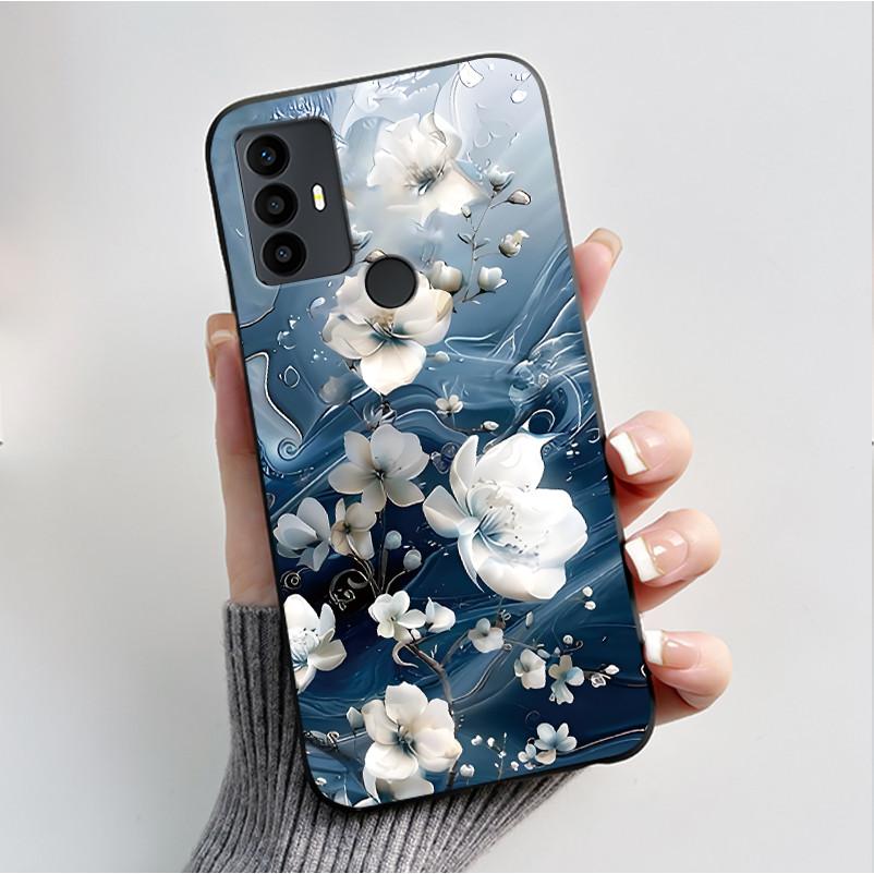 Для TCL 30 SE 30E 306 305 Чехол 6165D 6102H 6102A 6102D Чехол для телефона Модный Черный Мягкий Силиконовый Корпус Бампер с Бабочками и Цветами