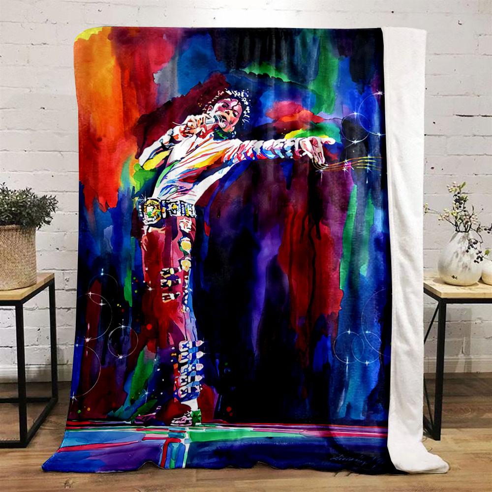 A vibrant, colorful portrait of a performer with dynamic brush strokes. for all seasons blanket lunch break throw gift