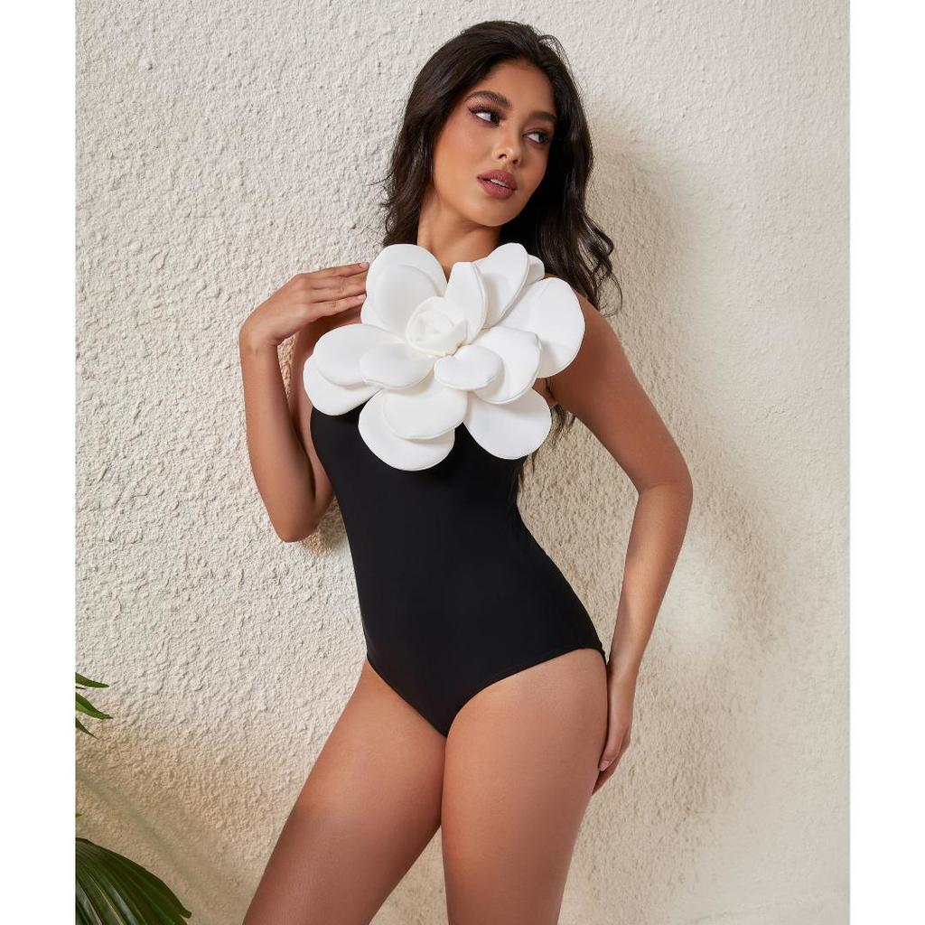 2024 New Sexy 3D Flower One Shoulder Swimsuit and Skirt Women Bikini Set Printed Ruffle Bikinis Swimwear Brazilian Biquini Bathing Suit Summer
