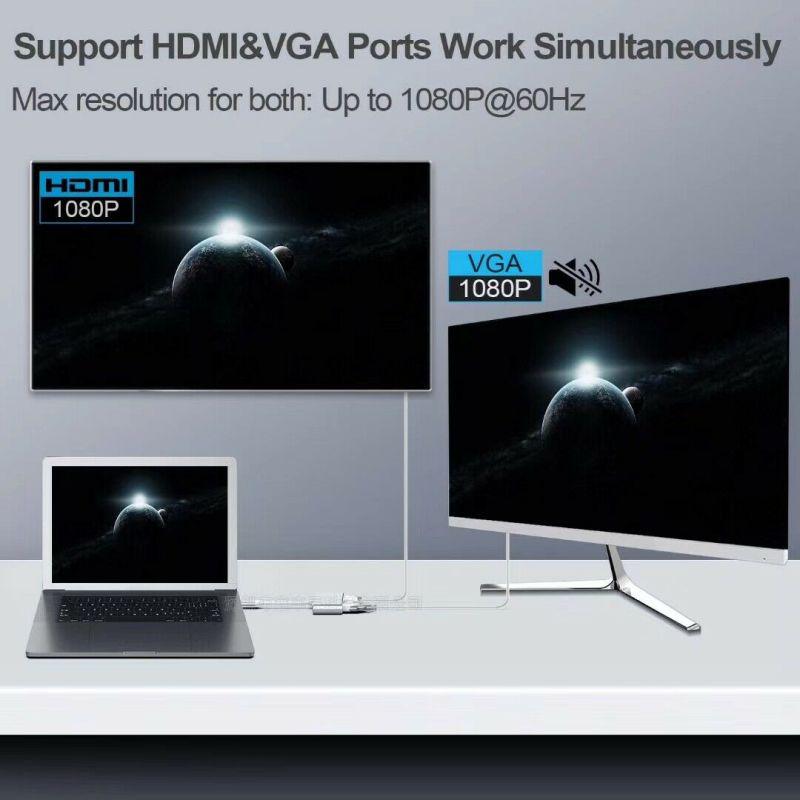 4 в 1 удлинитель USB-адаптер C Type-c к HDMI-совместимому адаптеру Vga Usb3.0 для аудио и видео, быстрое зарядное устройство