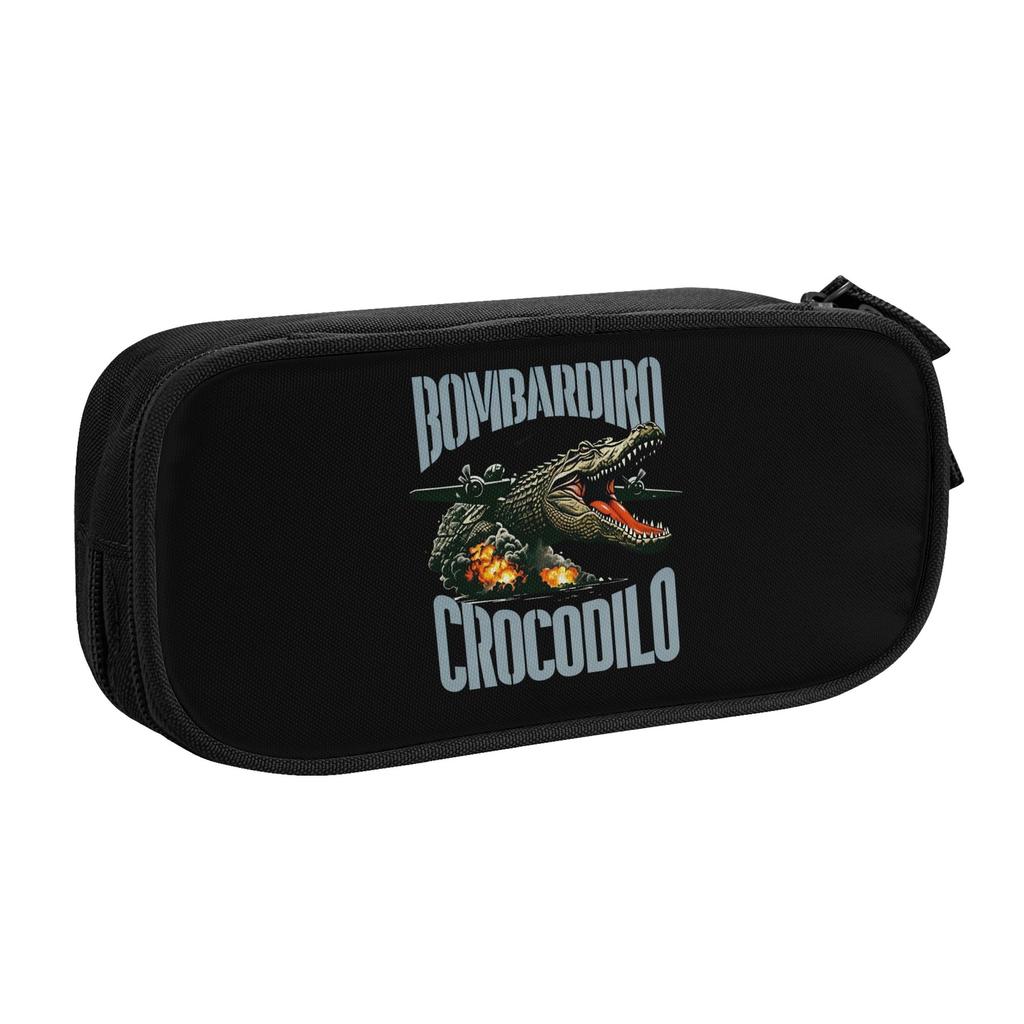 Bombardino Crocodilo Italian Brainrot Pencil Case for Girl Boy Large Storage Funny Meme Pen Box Bag School Supplies