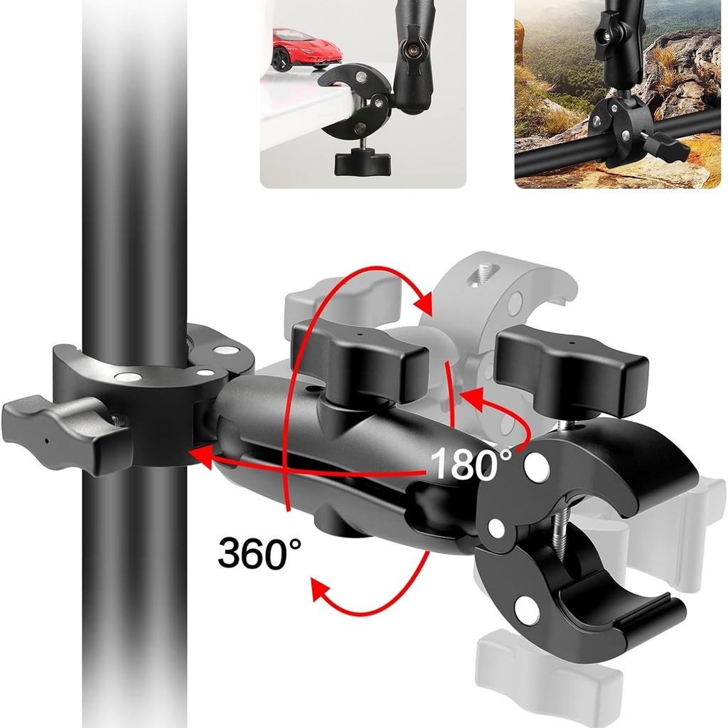 Double Clip Crab Super Clamp Camera Bracket For Dji Action6 5Pro GoPro Insta360 X5 Motorcycle Bicycle Handlebar Mount Accessory