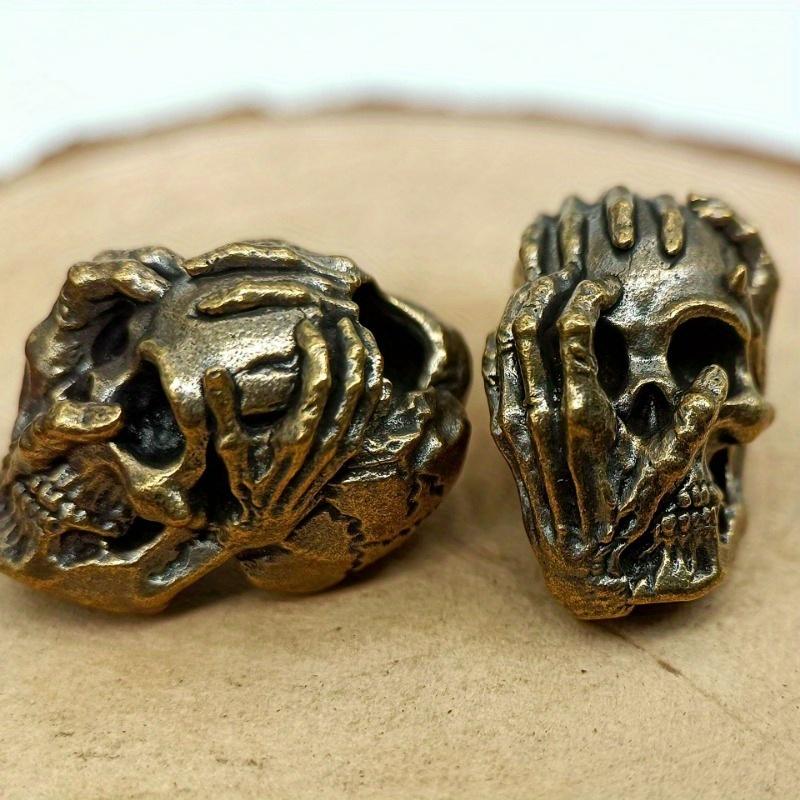 Outdoors Tool Brass Three Handed Skull Knife Beads Lanyard Pendant Backpack Bracelet Necklace Keychain DIY Accessories