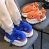 Cover Heel Children's Cute Cartoon Shark Cotton Slippers Soft Sole Non-slip Winter Warm Kids Boys Girls Indoor Home Plush Shoes