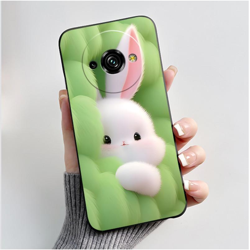 Для Oukitel C59 Чехол Oukitel C59 Pro Обложка Роскошный Милый Любовь Кролик Забавный Узор Черный ТПУ Мягкий Силикон Защитный Чехол для Телефона