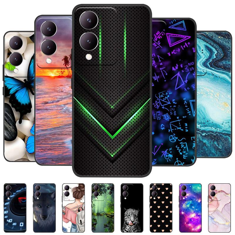 Чехол для Vivo Y17s Модный Мультяшный Черный Силиконовый Мягкий Задний Чехол-Крышка Для Vivo Y17s Чехол для Телефона 6.56" Y 17 s Funda Coque