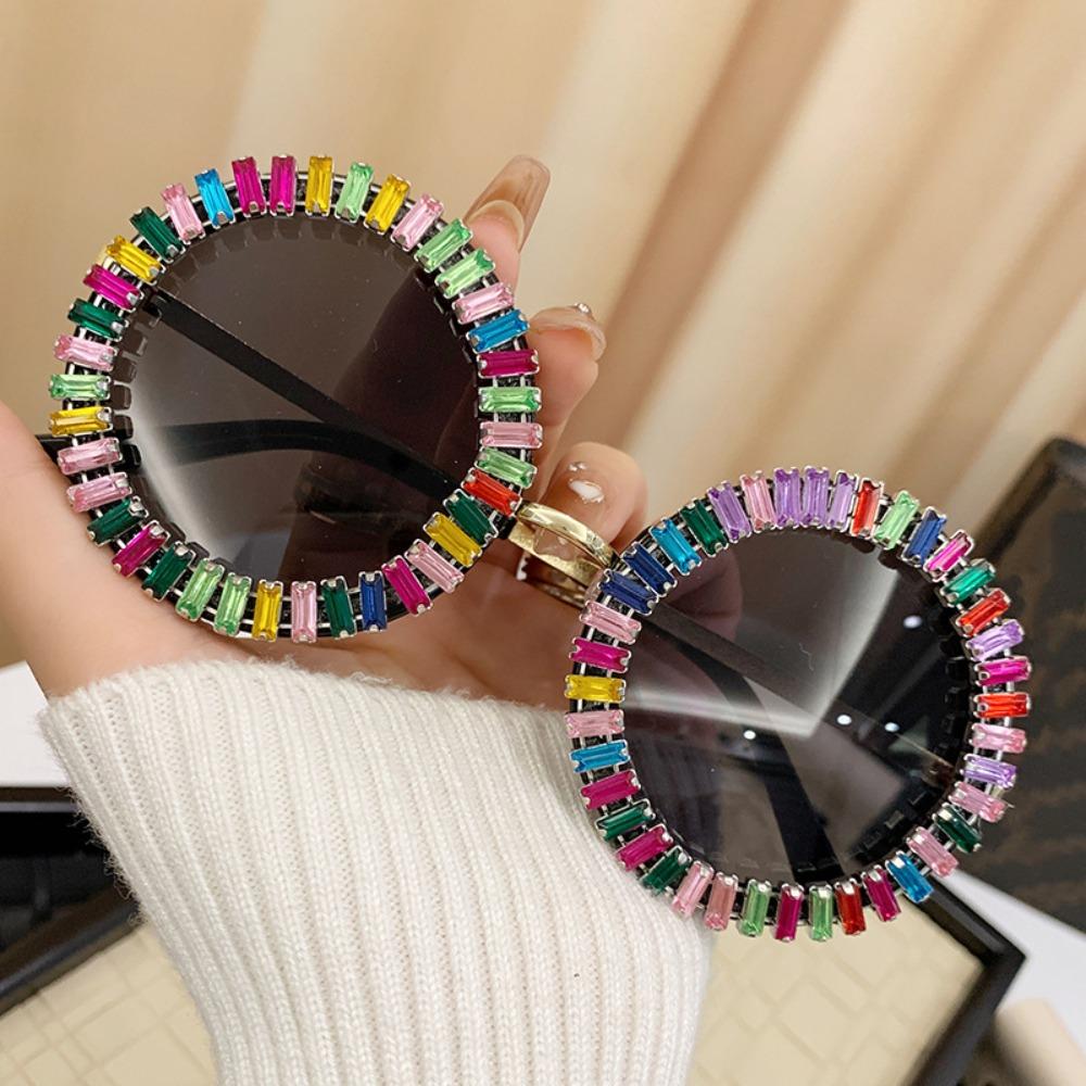 Steampunk Retro Frame Eyewear Fashion Women Spectacles Convenient Rhinestone Sunglasses Selfie