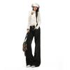 Autumn and winter new American retro double-buckle low-rise original cow loose straight tube thin jeans women