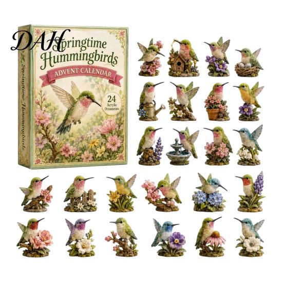 Christmas Countdown for Kids 2026 Hummingbird Advent Calendar, 24-Day Acrylic Ornament Set with Bird Figure Festive Party Supplies