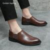 Fashion Golden Sapling Business Shoes Fashion Man Loafers Retro Leather Formal Flats Casual Derby Shoe Men's Leisure Dress Oxfords