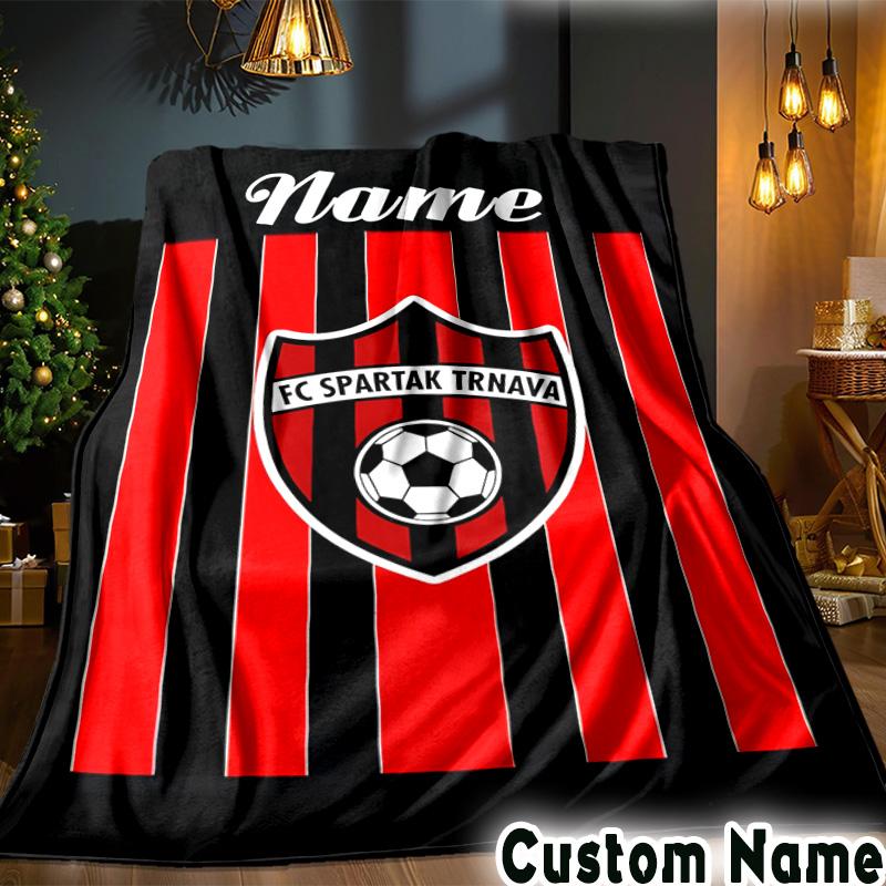 Custom Name Spartak Trnava Football Crest Blanket Flannel Blankets for Couch Bed Gifts for Men Women Picnic blanket Christmas fan gifts