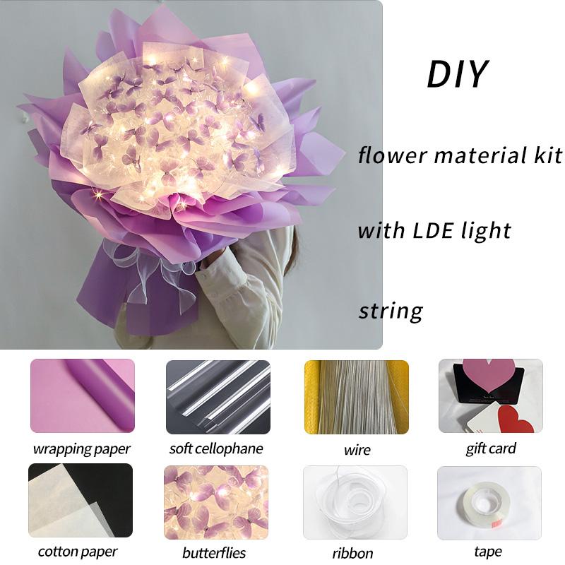 Букет из светящихся бабочек, набор материалов для самостоятельного изготовления, набор для украшения свадьбы на день рождения, набор для самостоятельного изготовления букета невесты, набор для самостоятельного изготовления свадебного декора
