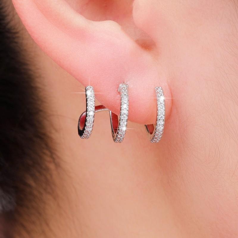 CAOSHI Trendy Simple Stud Earrings Female Fashion Girl Daily Jewelry with Dazzling Zirconia Silver Color Accessories for Women