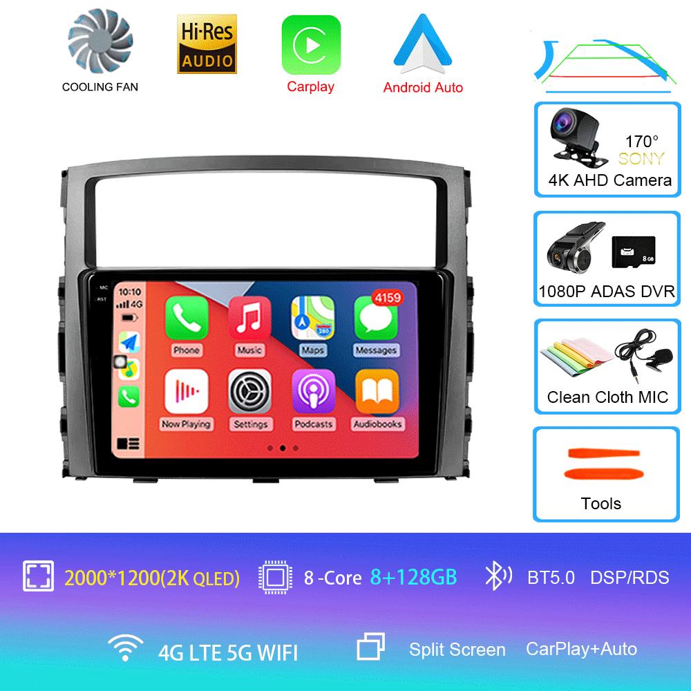 Автомобильное радио Android14 Carplay для Mitsubishi Pajero 4 V80 V90 2006 - 2014 Навигация GPS Мультимедийный проигрыватель WiFi+4G Стерео видео BT