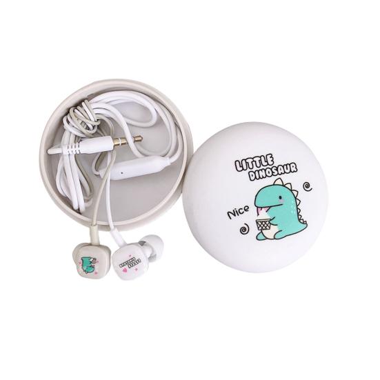 Universal Cute Cartoon Earbuds Bass In-Ear Wired Mic Earphone with Storage Box