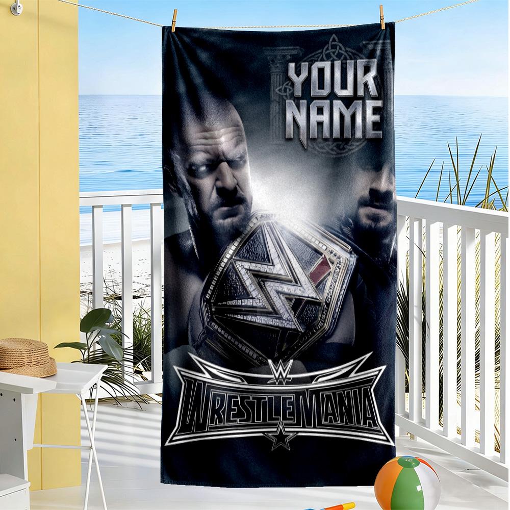 Wrestlemania Personalized Name Beach Towel Super Soft Microfiber Quickdry Fabric