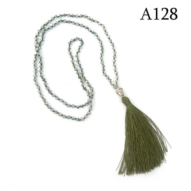 Привет кристалл из бисера голова Будды кулон с кисточками длинное ожерелье в стиле бохо