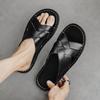 Summer Men High Quality Comfortable Non Slip Leather Slippers Casual Simple Open Toe Mules Sandals for Outdoor Walking Beach Home Daily Use