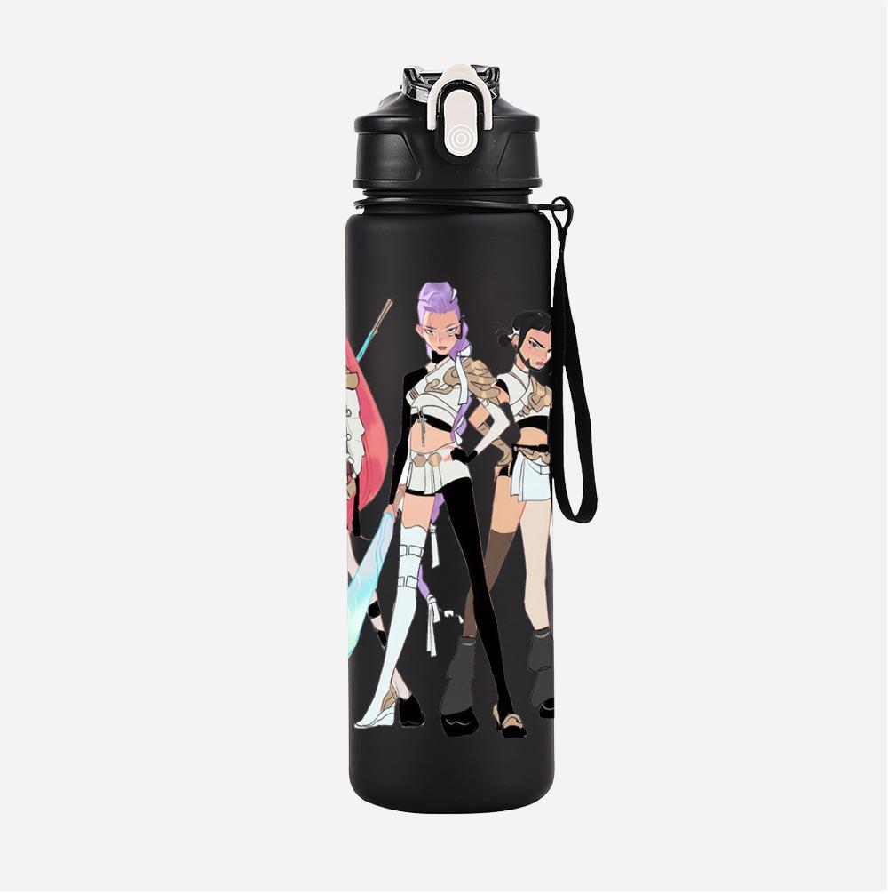 Cartoon K-Pop Demon Hunters Printed 750Ml Water Bottle Large Capacity Drinking Cup Portable Outdoor Sports Water Cup Children Gift