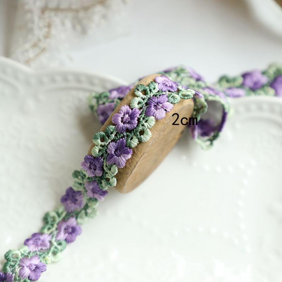 1Yard Pink Trim Crafts Flowers Embroidered Lace For Party Dress Decoration Collars Sewing