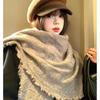 Ruffled Edge Shawl Wrap Soft Breathable Hollow Scarf Knitting Triangle Scarf  Spring Autumn Winter