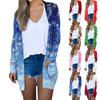 Women's Fashion Casual Christmas Print Medium Length Cardigan Jacket Coat