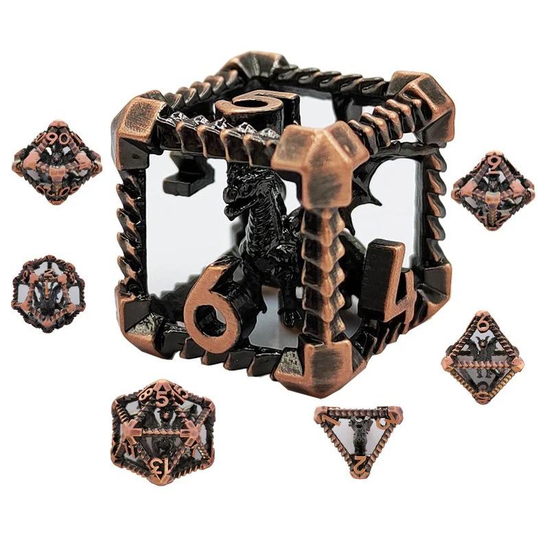 7pcs/set Hollow Dragon Dice Set Role-playing Game Polyhedral Dragon Dice Tabletop DND Game Party Accessories