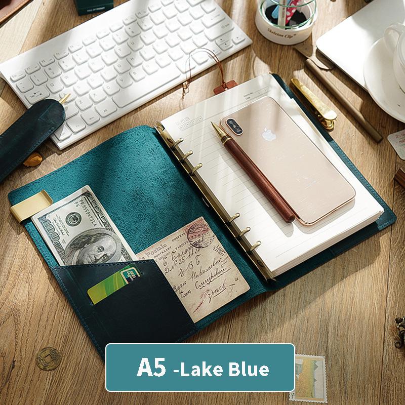 Leather Journal Planner Multifunctional Handmade Notebook Retro Metal Spiral Diary Rope Travel Book School Office A5 A6 A7