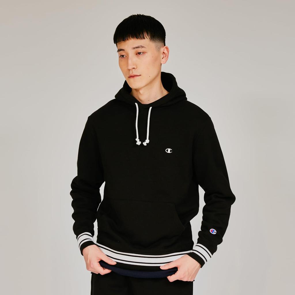 Толстовка с капюшоном с длинным рукавом, хлопок, США, вышитый логотип One Point, базовая черная, размер L [Champion] C3-Y138 для мужчин