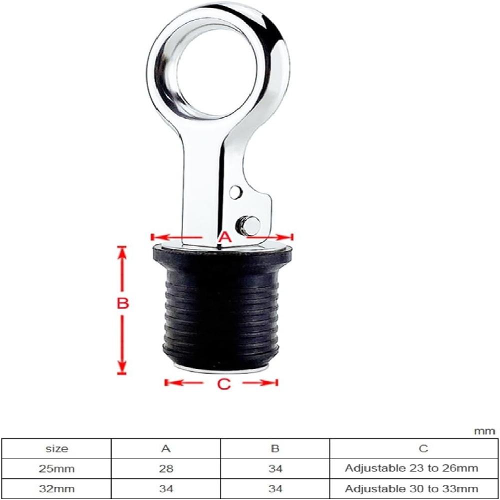Stainless Style Flip Steel 316 Drain Plug Cam Lock Snap Tight Plug For Boat Hull Livewell Baitwell Transom Fits 1" 114" Holes