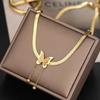 Vintage Butterfly Necklace Women Gold Color Stainless Steel Snake Chains Aesthetic Charm Choker Wedding Party 2023 Jewelry Gift