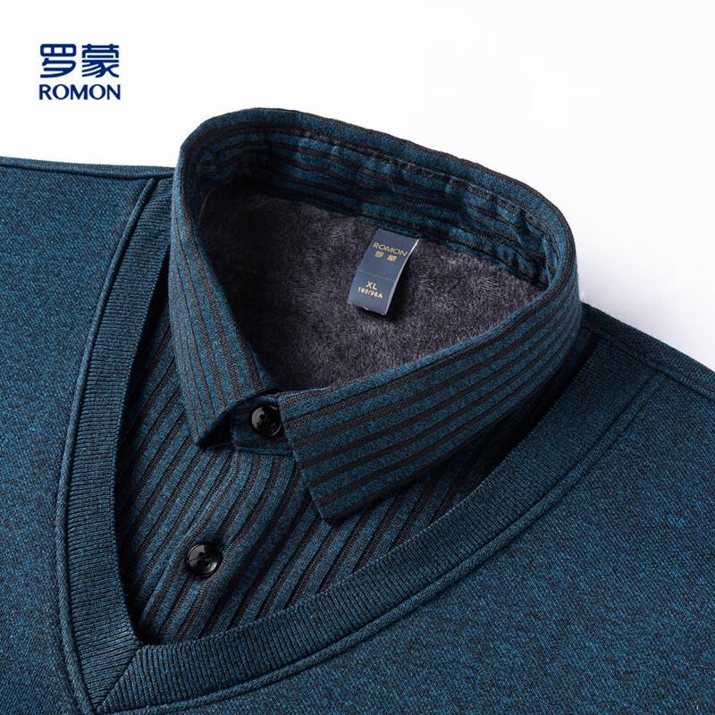 Romon Men's Faux Two-Piece Knit Sweater