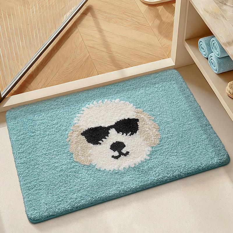 Absorbent Bathroom Rug Non Slip Quick Drying Flannel Floor Mat Anti-Skid Bath Carpet for Home Toilet Bathtub Shower Accessories