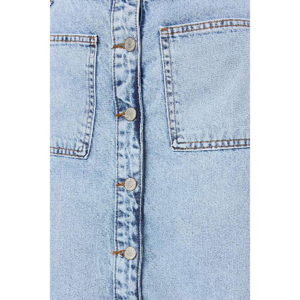 Джинсовая юбка темно-синего цвета с двойным карманом и высокой талией Tctss23ee00002