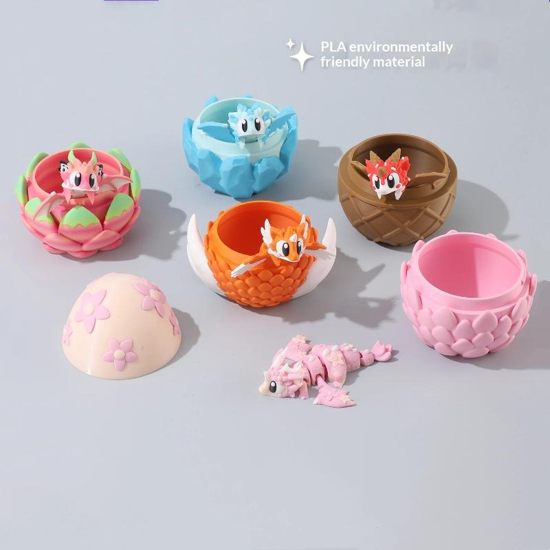 3D-печатные милые и забавные ornaments из фрукта питахайя, дракона и яйца дракона, пластиковые украшения, скульптуры для украшения рабочего стола, праздничный подарок